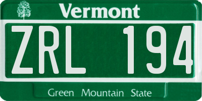 VT license plate ZRL194