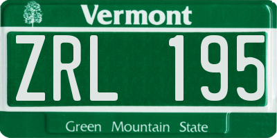VT license plate ZRL195