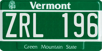VT license plate ZRL196