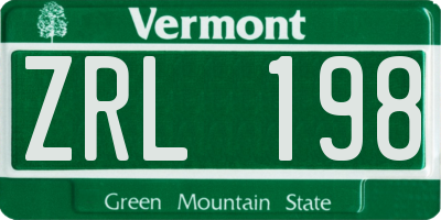 VT license plate ZRL198