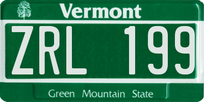 VT license plate ZRL199