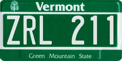 VT license plate ZRL211