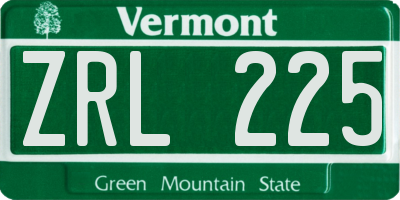 VT license plate ZRL225