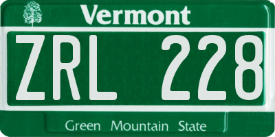 VT license plate ZRL228