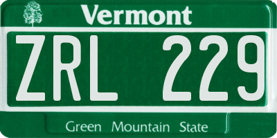 VT license plate ZRL229
