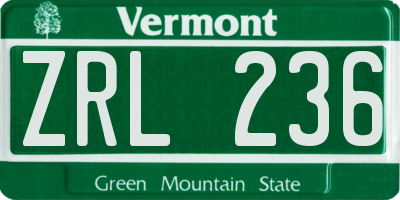 VT license plate ZRL236