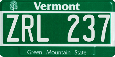 VT license plate ZRL237