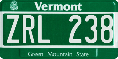 VT license plate ZRL238