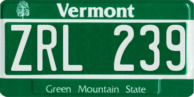 VT license plate ZRL239