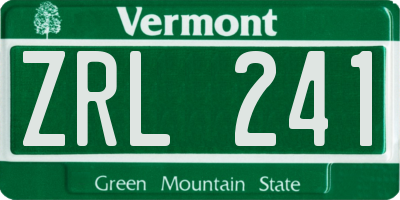 VT license plate ZRL241