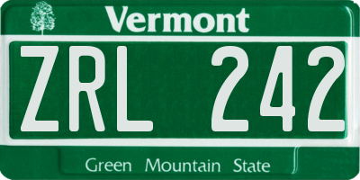 VT license plate ZRL242