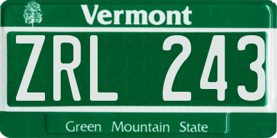 VT license plate ZRL243