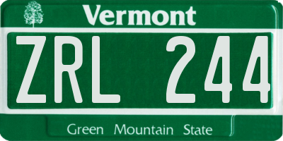 VT license plate ZRL244