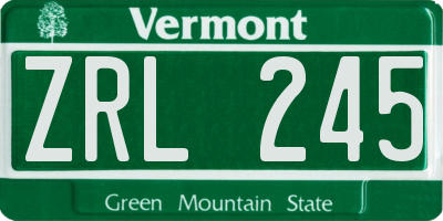 VT license plate ZRL245