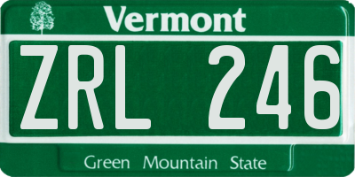 VT license plate ZRL246