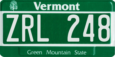 VT license plate ZRL248