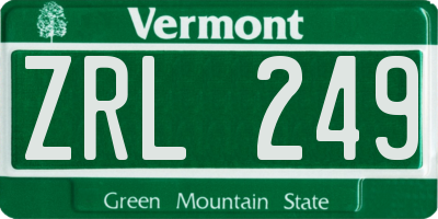 VT license plate ZRL249