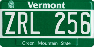 VT license plate ZRL256