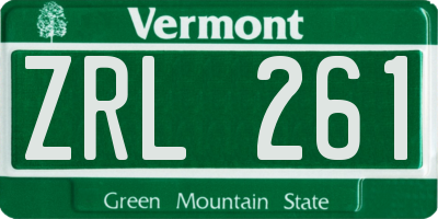 VT license plate ZRL261