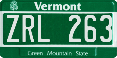 VT license plate ZRL263