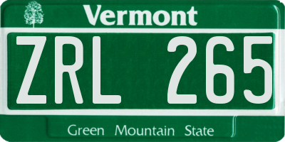 VT license plate ZRL265