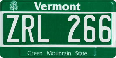 VT license plate ZRL266
