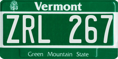 VT license plate ZRL267