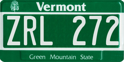 VT license plate ZRL272