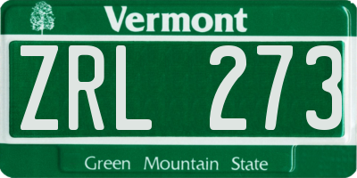 VT license plate ZRL273