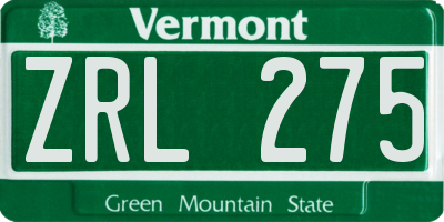 VT license plate ZRL275