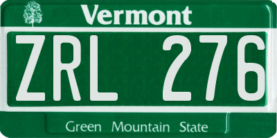 VT license plate ZRL276