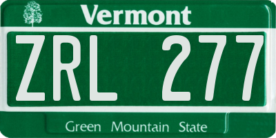 VT license plate ZRL277