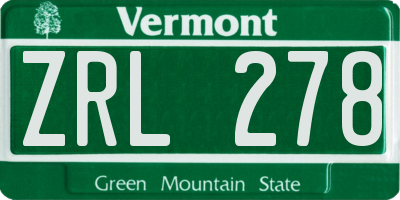 VT license plate ZRL278