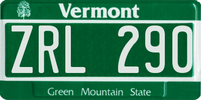VT license plate ZRL290