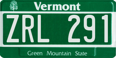 VT license plate ZRL291