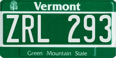 VT license plate ZRL293