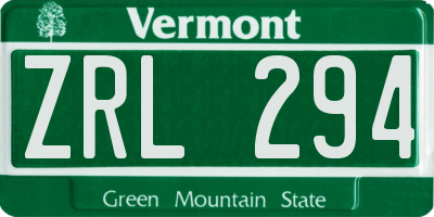 VT license plate ZRL294