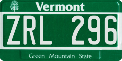 VT license plate ZRL296
