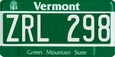 VT license plate ZRL298