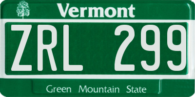 VT license plate ZRL299