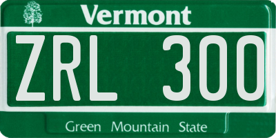 VT license plate ZRL300
