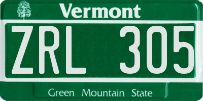 VT license plate ZRL305