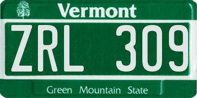 VT license plate ZRL309