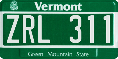 VT license plate ZRL311