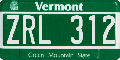 VT license plate ZRL312