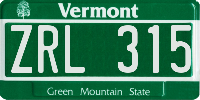VT license plate ZRL315