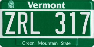 VT license plate ZRL317