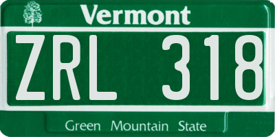 VT license plate ZRL318