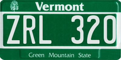 VT license plate ZRL320