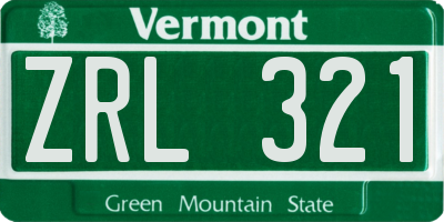 VT license plate ZRL321